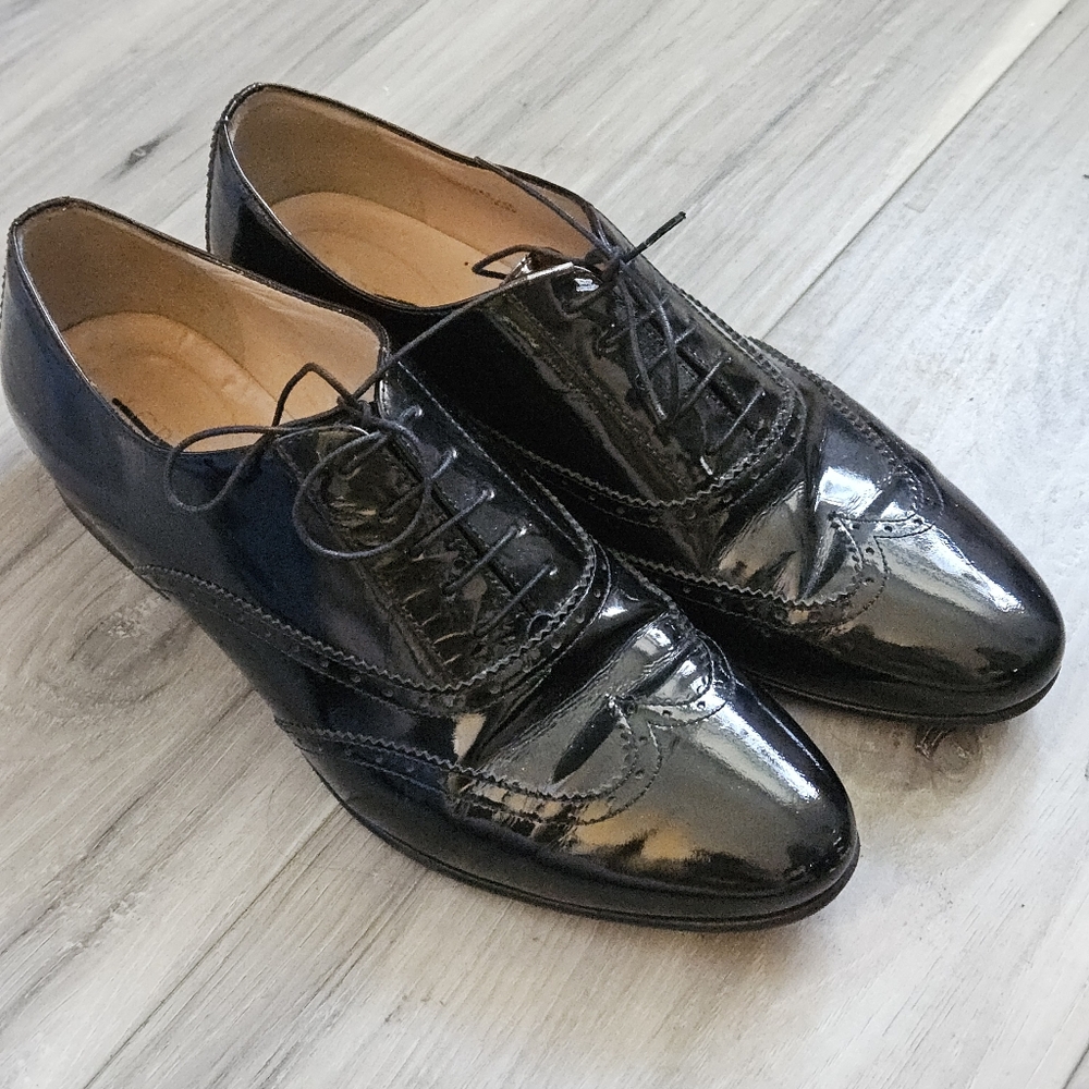J.Crew Black Patent Leather Oxforda